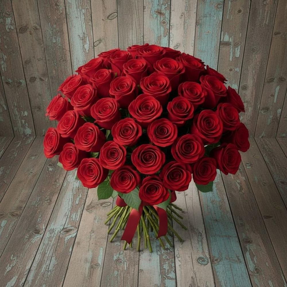 Букет 55 Красных роз Фридом в Дьяконове
