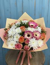 Букет цветов из:  Розы, Герберы и Хризантемы в Дьяконове