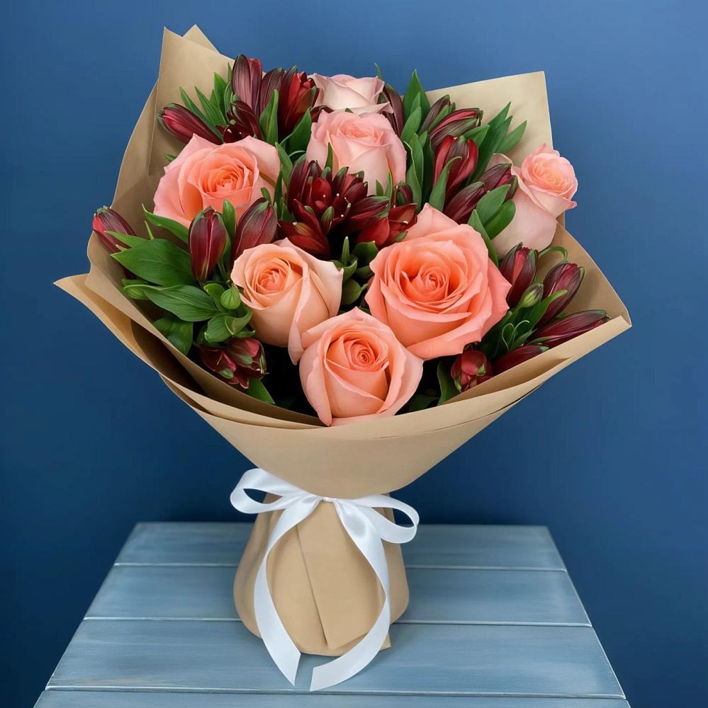 Букет цветов из: Розы и Альстромерии в Дьяконове