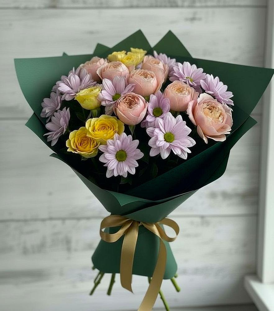 Букет цветов из: Хризантемы и Розы в Дьяконове