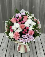 Букет цветов из:  Альстромерии, Гвоздики, Розы и Хризантемы в Дьяконове