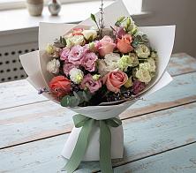 Букет цветов из:  Розы, Лизиантусы и Гвоздики в Дьяконове