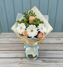 Букет цветов из:  Герберы, Розы и Хризантемы в Дьяконове
